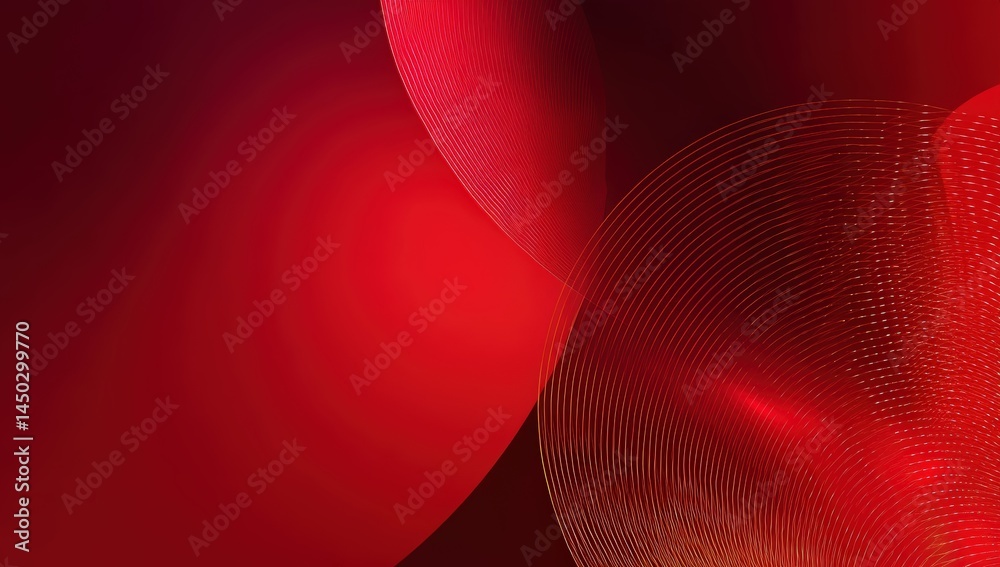 Poster abstract red background with circular light patterns and gradient effects, creating a modern and dyn