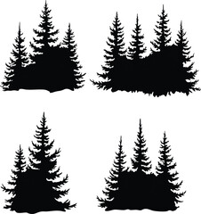 Obraz premium set of christmas tree vector illustration