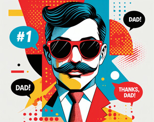 Creative modern illustration celebrating dads with bold colors and stylish design elements for Father’s Day appreciation