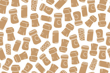 Seamless pattern of champagne and wine bottle corks. Alcohol drinks. Great for bar menu, drink menu, wallpaper, banner, print. Vector illustration EPS10. Flat style