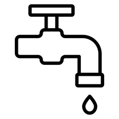 Low-flow Faucet Vector Line Icon Design