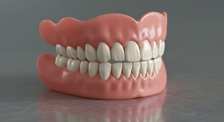 Obraz premium Close-up view of a realistic dental prosthesis.
