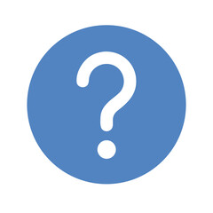 Question mark symbol in a simple design against a blue background  