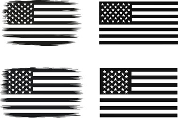 Distressed & Clean US Flag Designs Black and White Vector Graphics on white&nbsp;background 
