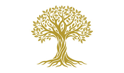 Golden olive tree illustration family crest design