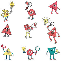 Bundle cartoon animation sticker set art and illustrator eps 10 vector isolated on white background