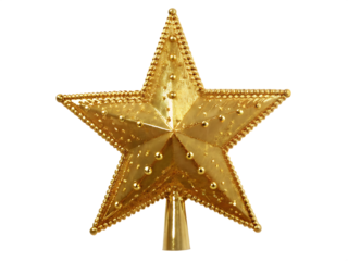 Golden Star Christmas Tree Topper isolated on white background PNG