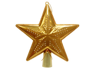 Obraz premium Golden Star Christmas Tree Topper isolated on white background PNG