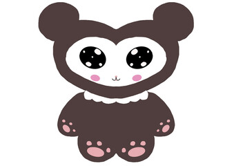 Cute cartoon bear character with big shiny eyes, brown body, and pink cheeks. Perfect for children’s products, merchandise, and kawaii-themed designs.