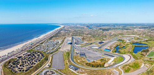 Aerial panorama from the formula one race circuit in Zandvoort the Netherlands