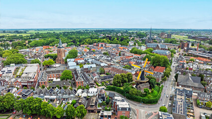 Aerial from the city Woerden in the Netherlands