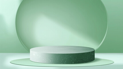 pastel green platform with a soft gradient background