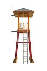 Beach Guard, Life guard watch tower building isolated on white background with clipping path