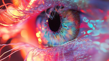 Abstract multicolored digital eye representation offering a vibrant vision