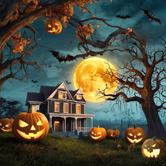 halloween background with pumpkins