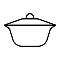 
Illustration of a black icon of a cooking pot on a white background