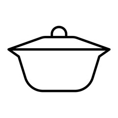
Illustration of a black icon of a cooking pot on a white background