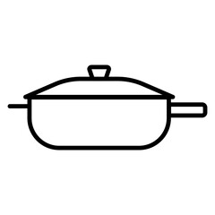 
Illustration of a black icon of a cooking pot on a white background