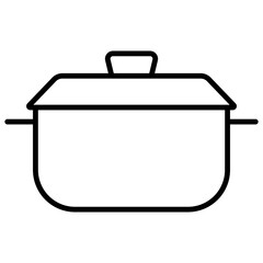 
Illustration of a black icon of a cooking pot on a white background