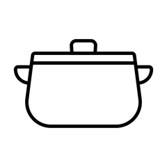 
Illustration of a black icon of a cooking pot on a white background
