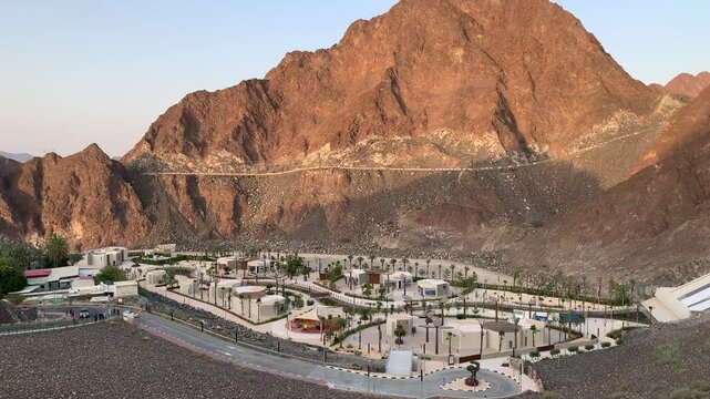 Lake between mountains at Hatta Dam, Dubai, United Arab Emirates