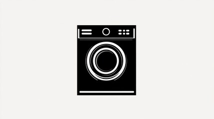 Modern washing machine icon, simple design,  clean aesthetic, for digital use