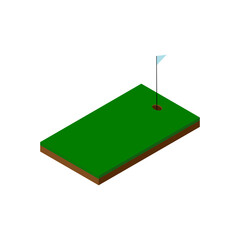 Golf Putting Green with Flag, vector.