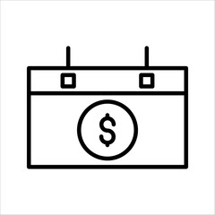 Calendar with dollar Icon set. Symbol isolated white background. vector illustration. color editable.