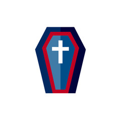 Obraz premium Vampire's Coffin in a Modern Style with Blue and Red Colors 