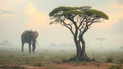 Fototapeta premium High-quality image depicting environmental problems in africa. soft pastel colors, gentle and soothing atmosphere. no people or art
