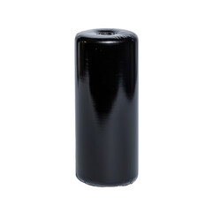 Modern sleek black cylindrical object with smooth surface and shiny finish suitable for home decor or storage solutions in contemporary interior design on transparent background