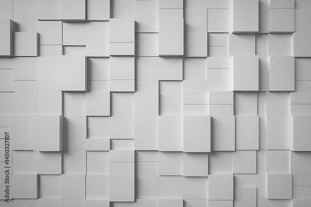 Poster abstract white cubes background with dynamic geometric shapes for architecture