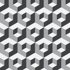 Abstract isometric pattern with hexagonal cube shapes in a modern seamless layout. Great for backgrounds, wallpapers, and surface design.