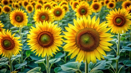 A dense thicket of tall sunflowers with hidden paths and secrets revealed through intricate patterns on their petals , flower patterns, floral arrangements