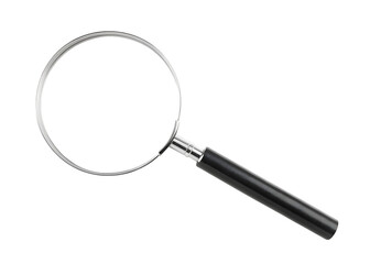Versatile magnifying glass with a chic black handle suitable for various tasks isolated on white background PNG