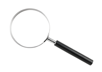 Versatile magnifying glass with a chic black handle suitable for various tasks isolated on white background PNG