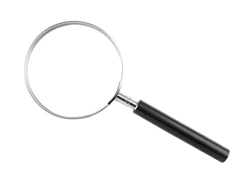 Versatile magnifying glass with a chic black handle suitable for various tasks isolated on white background PNG