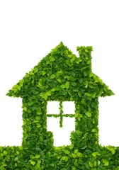 Green Leaf House Silhouette Eco Friendly Home Concept