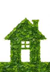 Green Leaf House Silhouette Eco Friendly Home Concept