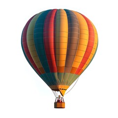 Vibrant hot air balloon soaring in the soft light of dawn