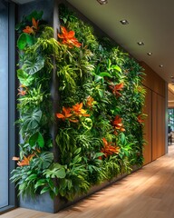 Architectural Green Wall with Geometric Planting