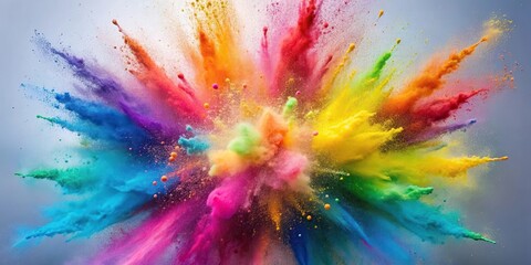 Vibrant powder explosion on a plain background, with swirling colors and textures creating a mesmerizing effect , abstract art, exploded particles