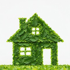 Green Leaf House Silhouette Eco Friendly Home Concept