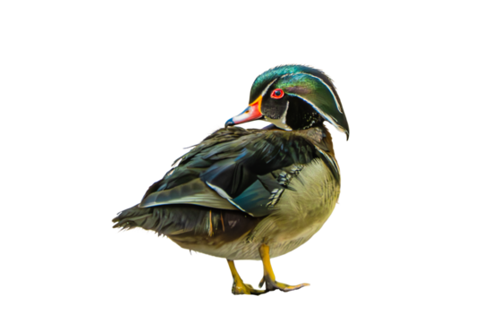 Wood Duck (Aix sponsa) Photo, Showing His Colors, on a Transparent Isolated PNG Background