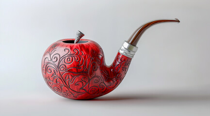 Red pipe with an engraved pattern on the body