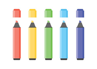 Colorful marker pens set. Highlighter pencil for school or kids