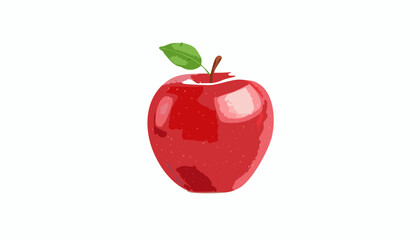 Single red apple with a natural shine and stem. Stylized in vector format, great for educational, packaging, or food design use.