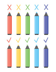 Colorful marker pens set. Highlighter pencil for school or kids