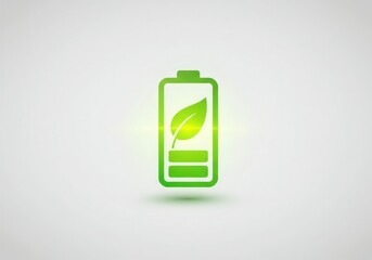 Battery Icon with Green Leaf Sustainable Energy Storage