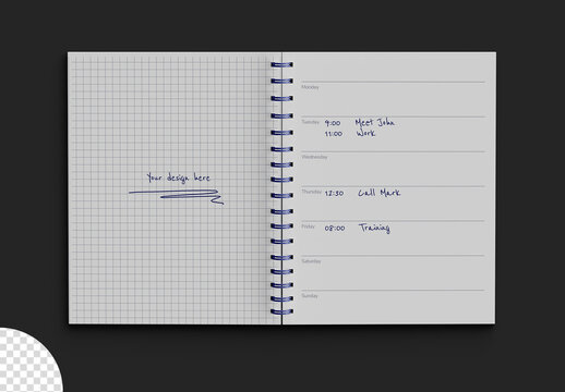Opened Spiral Rigged Stationery Notebook Page Mockup
